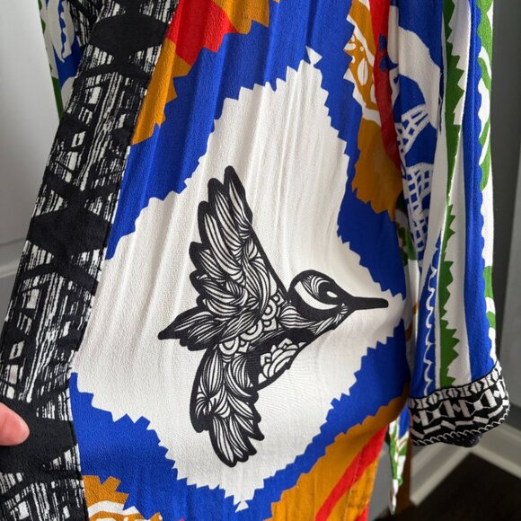 John Mark Size L Bohemian Abstract Print Open Front Cardigan Bold and Vibrant - Picture 5 of 10